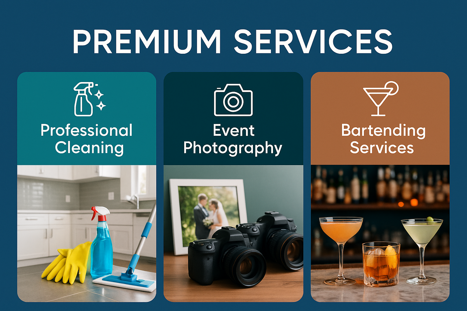 other services cleaning, photography bartending 